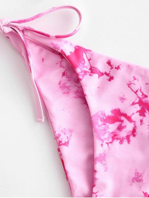 Tie-Dyed Short Sleeve & Triangle Three-Piece Split Bikini Swimsuit