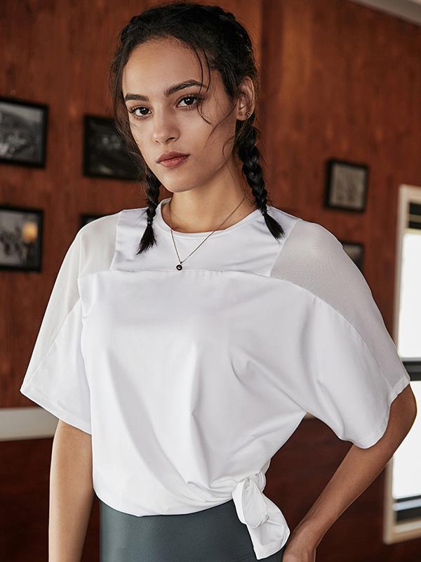 Loose Solid See-Through Yoga Tees