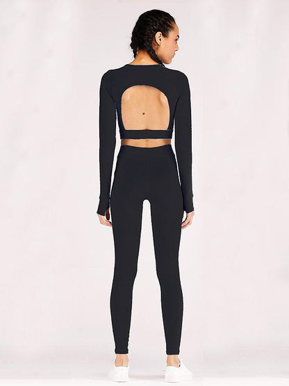 Yoga Cut Out Gym Tee And Leggings Suits