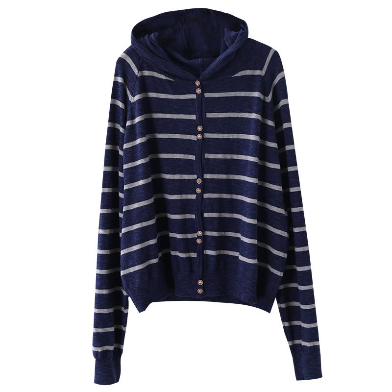 Buykud Soft Comfort Classic Stripe Casual Knitted Hoodie