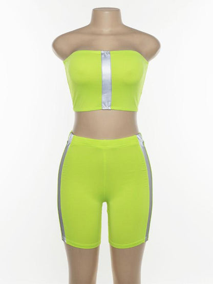 Strapless Off Shoulder And Wrap Shorts Suits