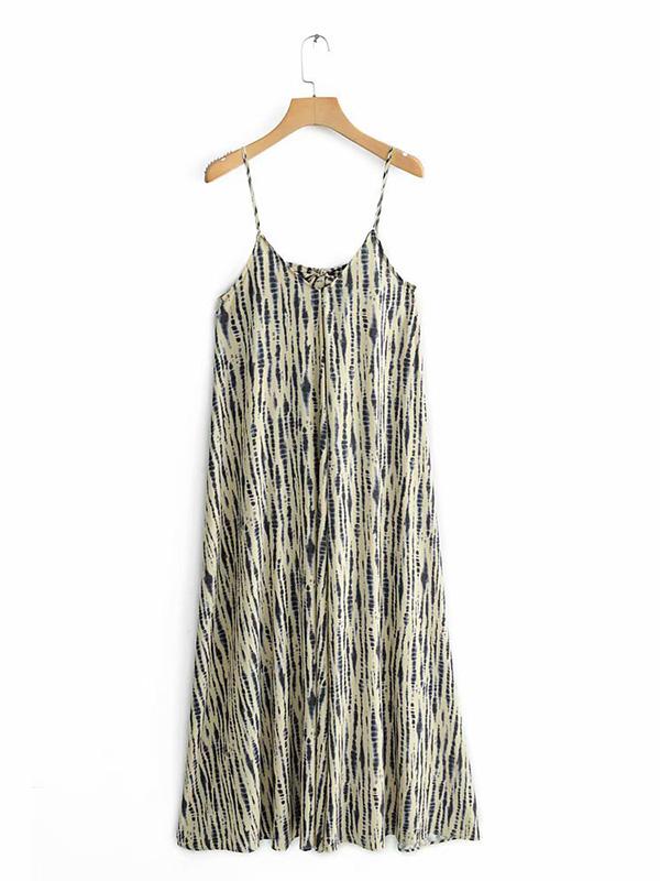 Boho Back Knot V-neck Maxi Dress