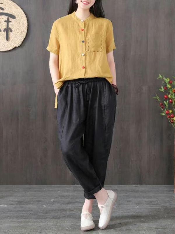 Vintage Loose Solid Harem Pants