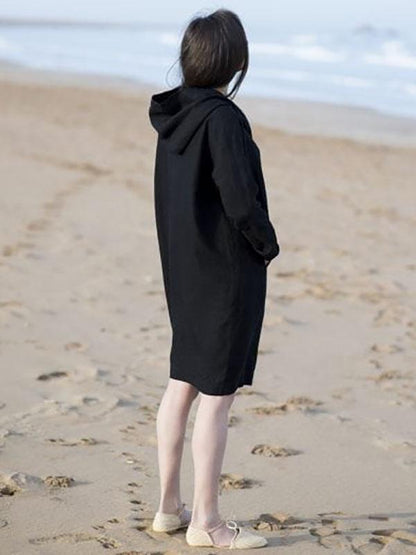 Hooded Black Simple Beach Dress