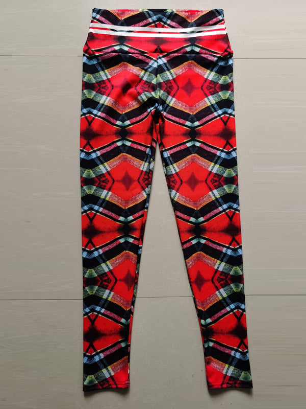Color Plaid Digital Print Yoga Pants