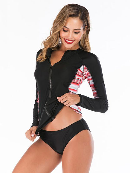 Stripe Zipper Two Pieces Wetsuit
