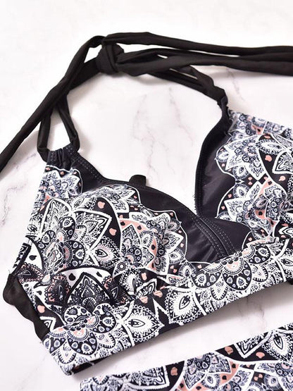 Plus Size Lace Up Bikini Swimsuit