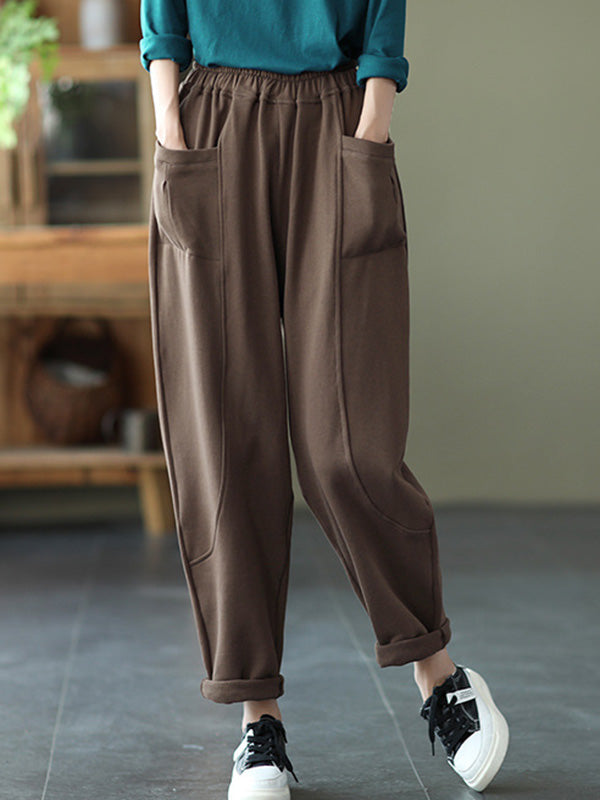 Simple Solid Color Empire Waisted Loose Harem Pants