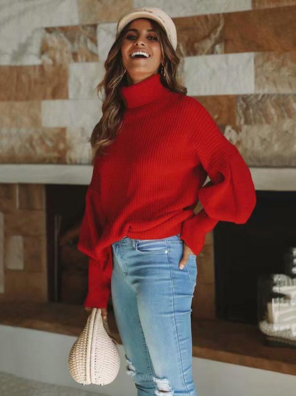 Comfortable Cotton Puff Sleeve Sweater