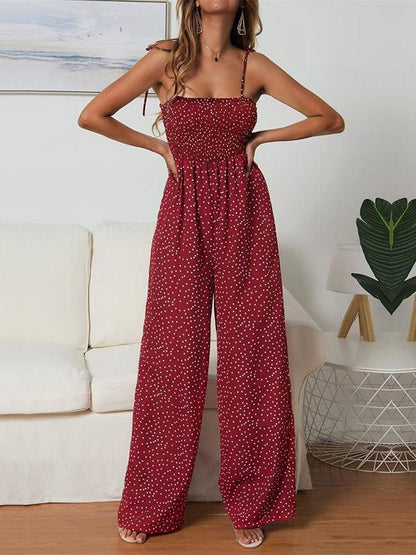 Polka-dot Spaghetti-neck Jumpsuits Bottom