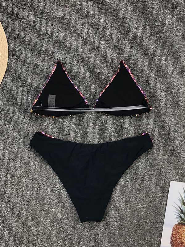 Sequinned Reversible Split Bikini Swimsuit