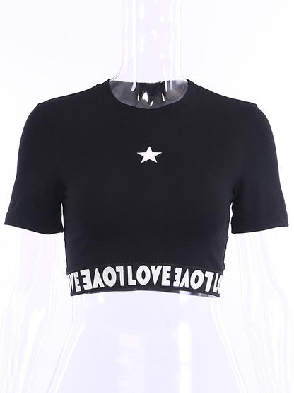 Skinny Star Graphic Cropped Tees