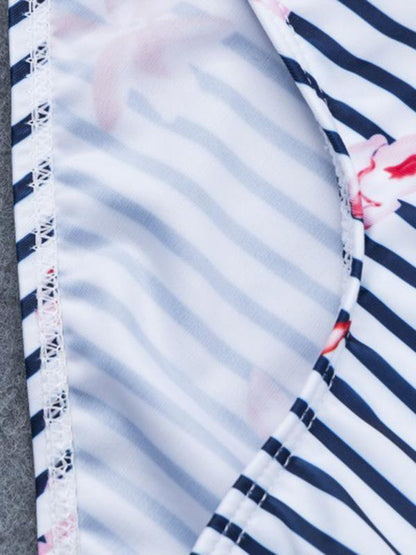 Striped Printed One Piece Swimsuit