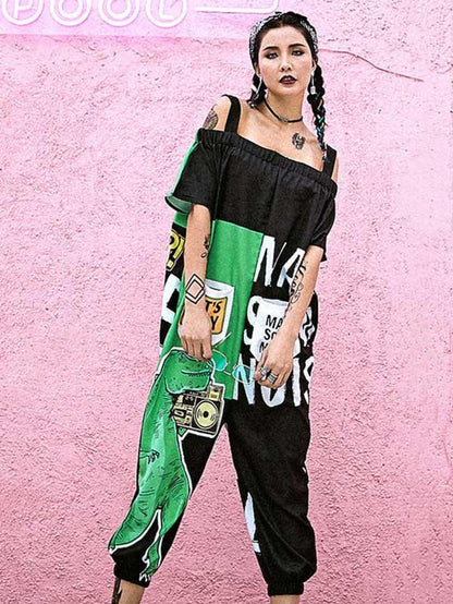 Dinosaur Printed Hip-hop Jumpsuits