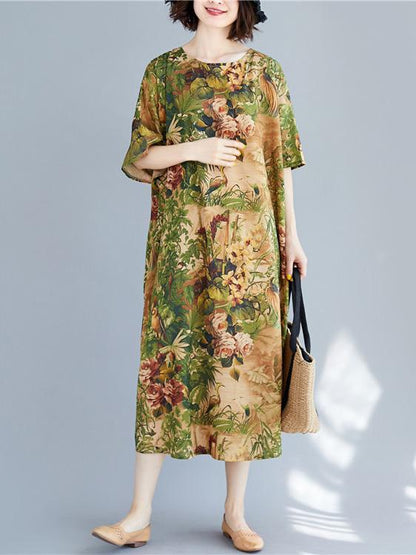 Oversize Short Sleeves Printed Dress