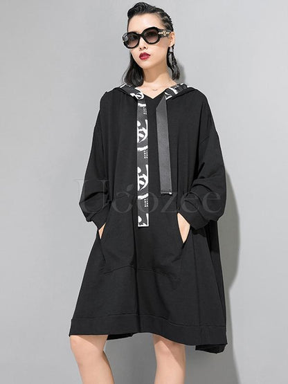 Casual Split-joint Hoodie Goth Sweatshirt Dress