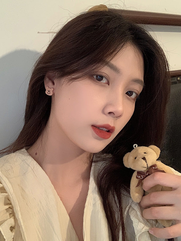 Cute Cartoon Smile Bear Printed Earrings