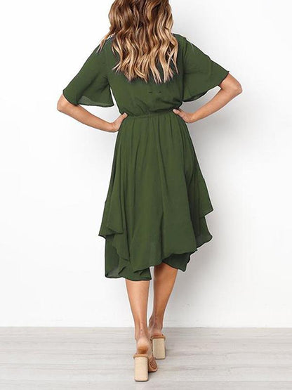 Bohemia Cropped Elastic Solid Midi Dresses