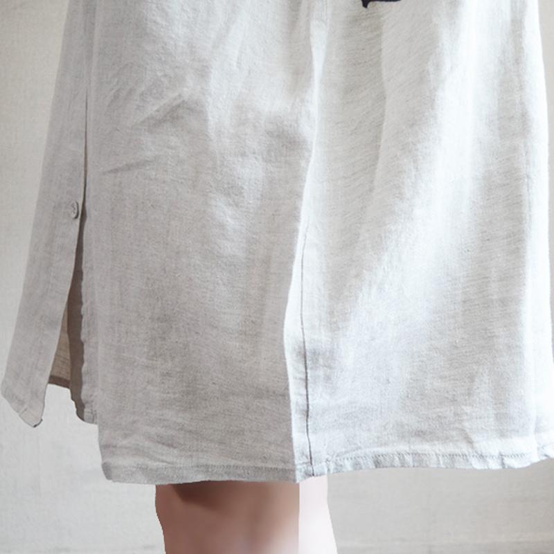 Casual Loose Letter Embroidery Midi Shirt Dress