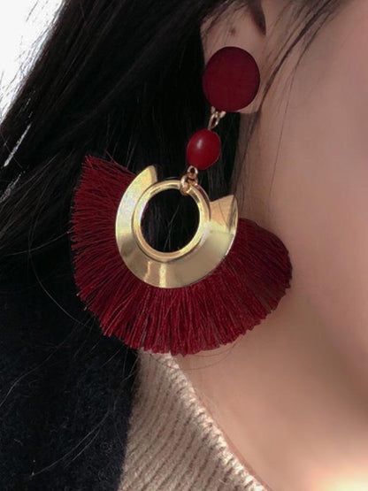 Tasseled Metal Ring Pretty Earrings