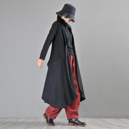 Buykud Solid Color Irregular Stitching Casual Loose Coat