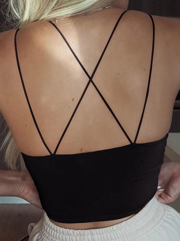 Sexy Wrap Solid Spaghetti-Neck Vest Top