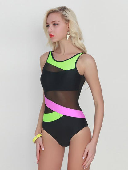 Sexy Assorted Colors Gauze One Piece Swimsuit