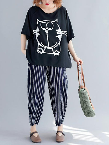 Cartoon Loose Printed T-Shirt