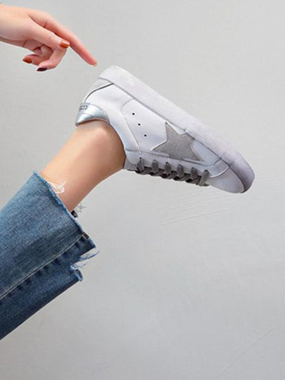 Star Printed Flat Heels Sneakers