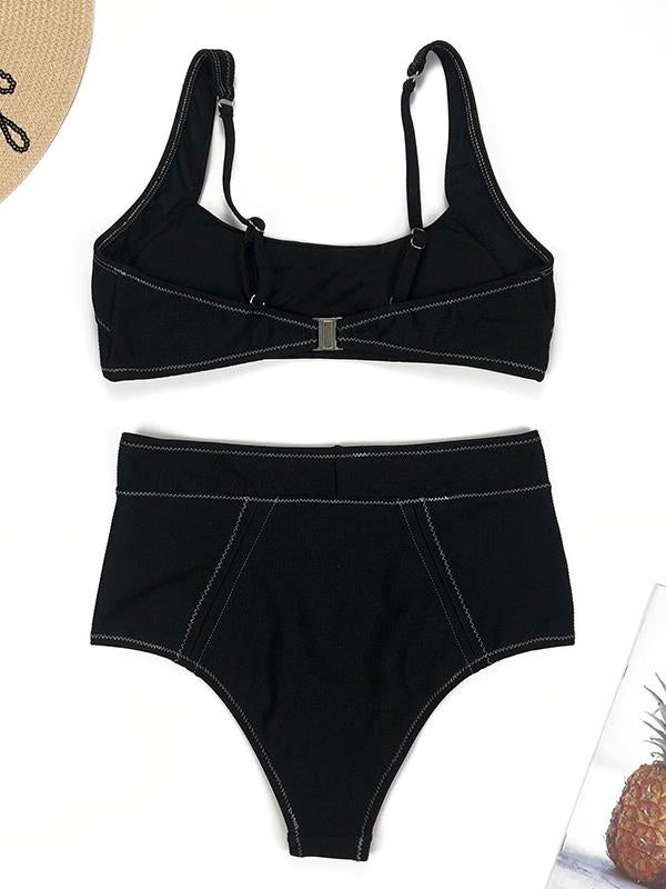 Sexy Low Collar Split-Joint Split Type Bikini Swimsui