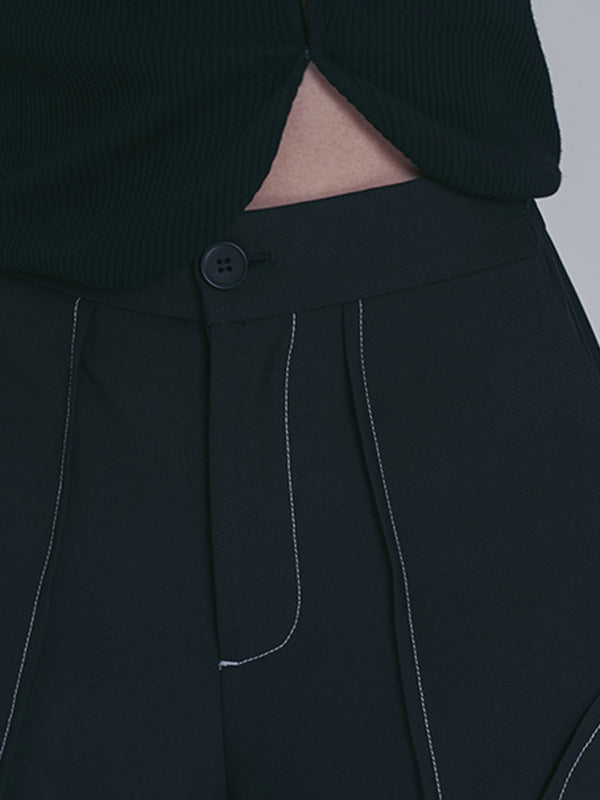 Simple Loose Contrast Color Striped Shorts