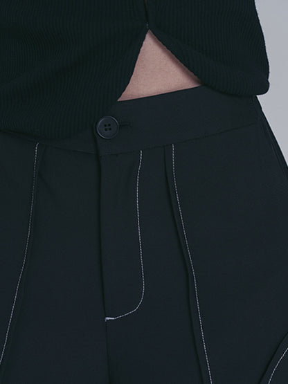 Simple Loose Contrast Color Striped Shorts