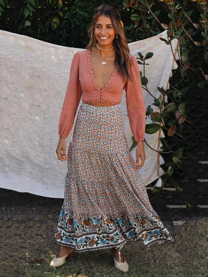 Printed Cotton Casual Skirts Bottoms