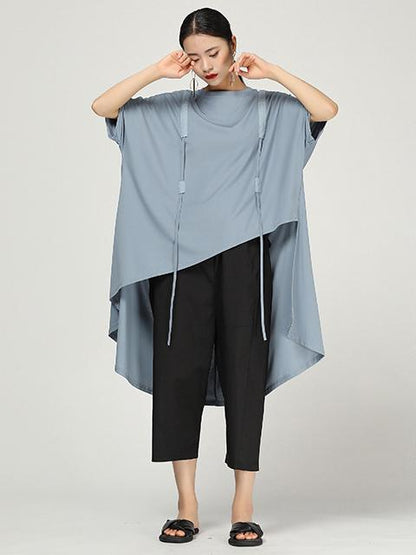 Retro Irregular Cotton Long T-shirt