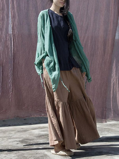 Ramie Cotton Elastic Loose Wide-leg Pants