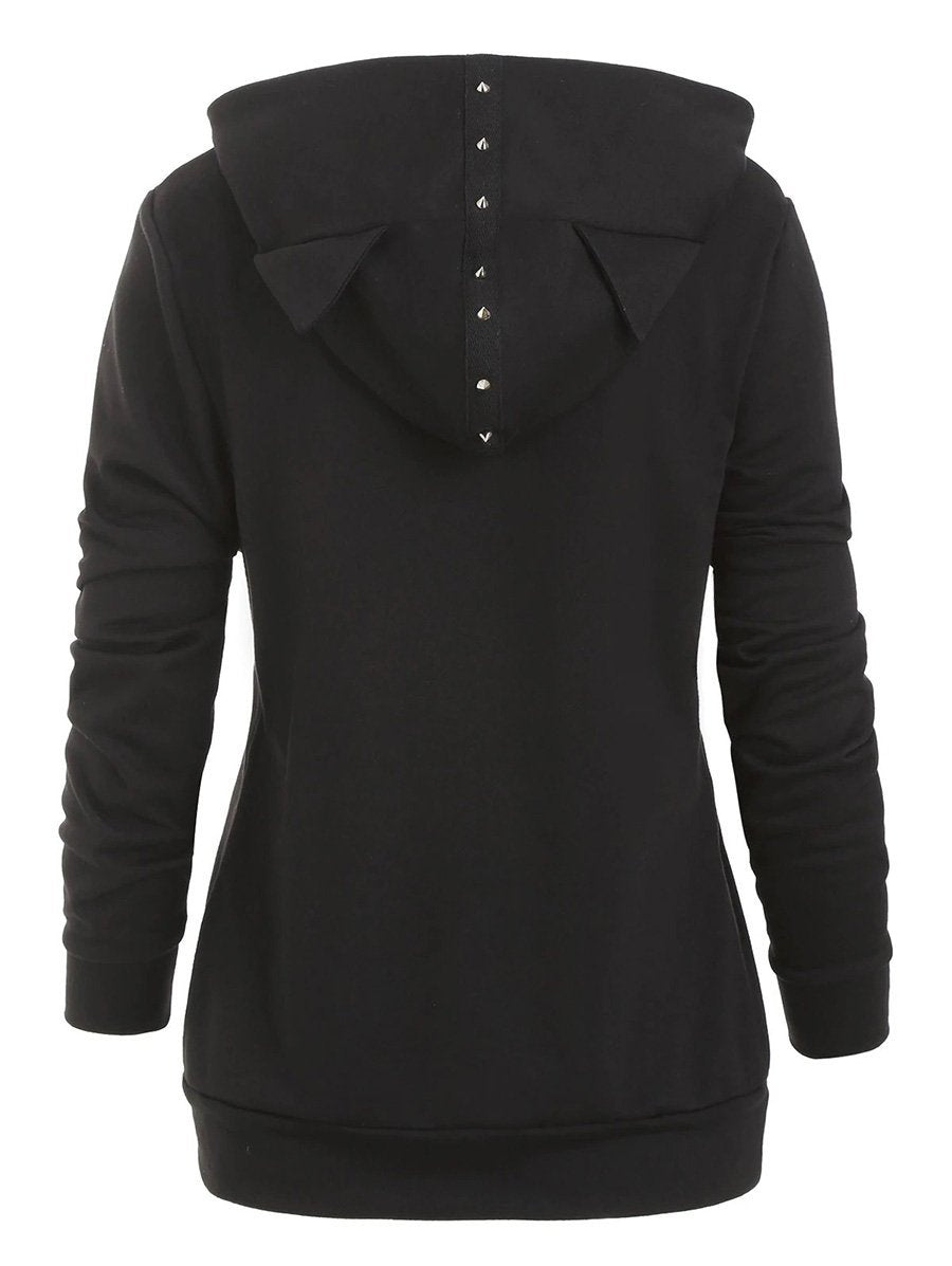 Vintage Cat Ears Hollow Hoodies&Sweatshirt Tops