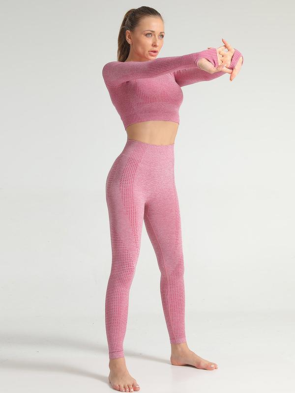 Solid Gym Sport Hoodie And Leggings Suit