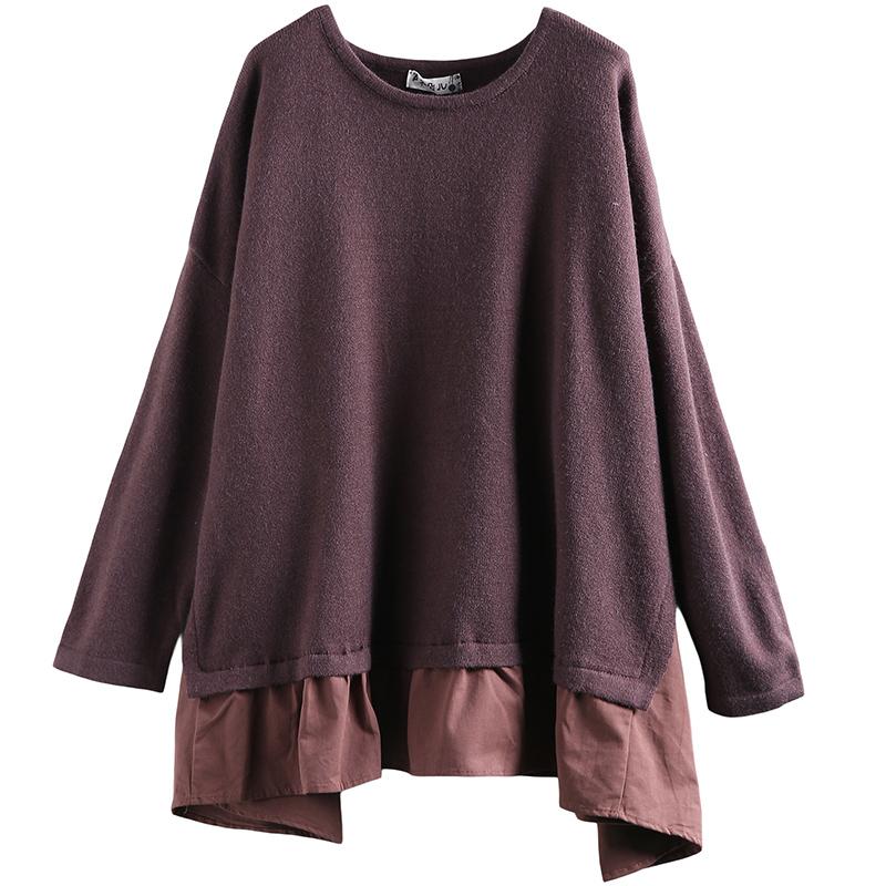 Buykud Casual Loose Fake Two-piece Pullover Blouse
