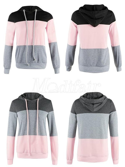 Loose Color-block Split-joint Sports Hoodies