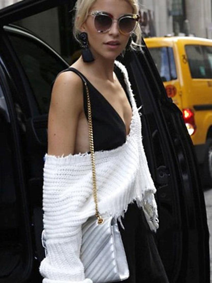 Fashion V-neck Backless Knitting Sweater Tops