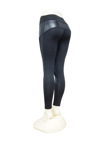 Mesh Split-joint PU Leather Sports Legging
