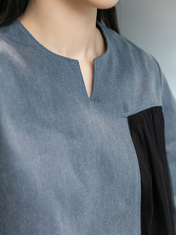 Urban Denim Split-Joint Flared Sleeves T-Shirt