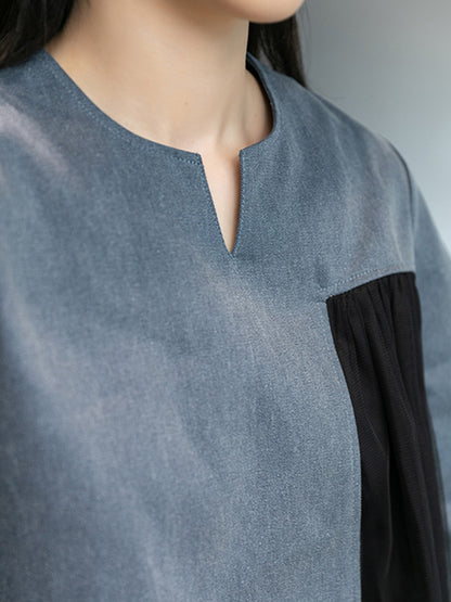Urban Denim Split-Joint Flared Sleeves T-Shirt