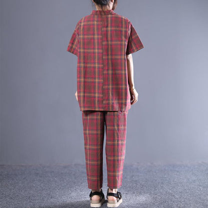 Casual Sports Plaid T-Shirt And Pants