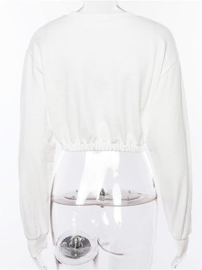 Elastic Hem Crop Sweatshirts