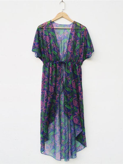 Batwing Sleeves Bandage Chiffon Cover-Ups Swimwear