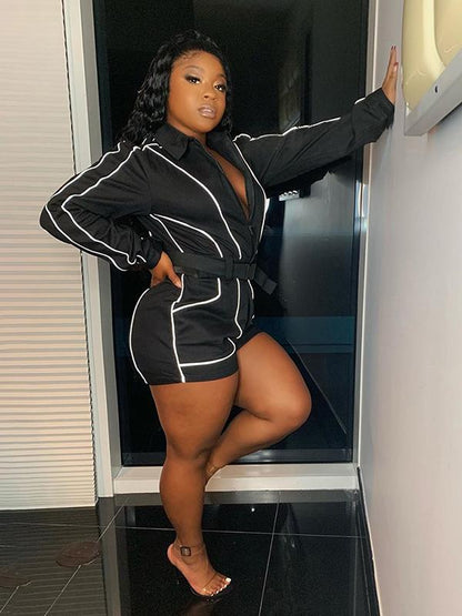 Athletic Long Sleeves With Belt Romper