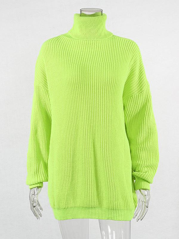 Printed High-Neck Loose Sweater