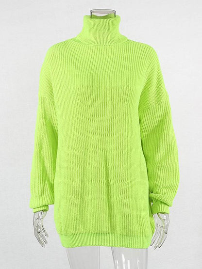 Printed High-Neck Loose Sweater