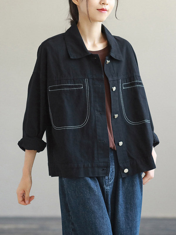 Urban Solid Color Lapel Single Breasted Jacket